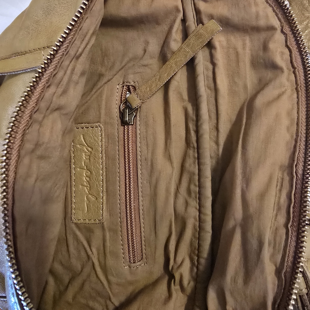 Free People Olive Leather Shoulder Bag with Silver Accents - Picture 4 of 9